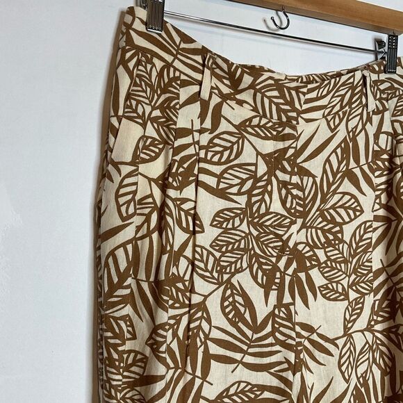 NWOT House Of Harlow 1960 Cream Tan Leaf Linen Blend Trouser Pants 10 - Picture 3 of 7